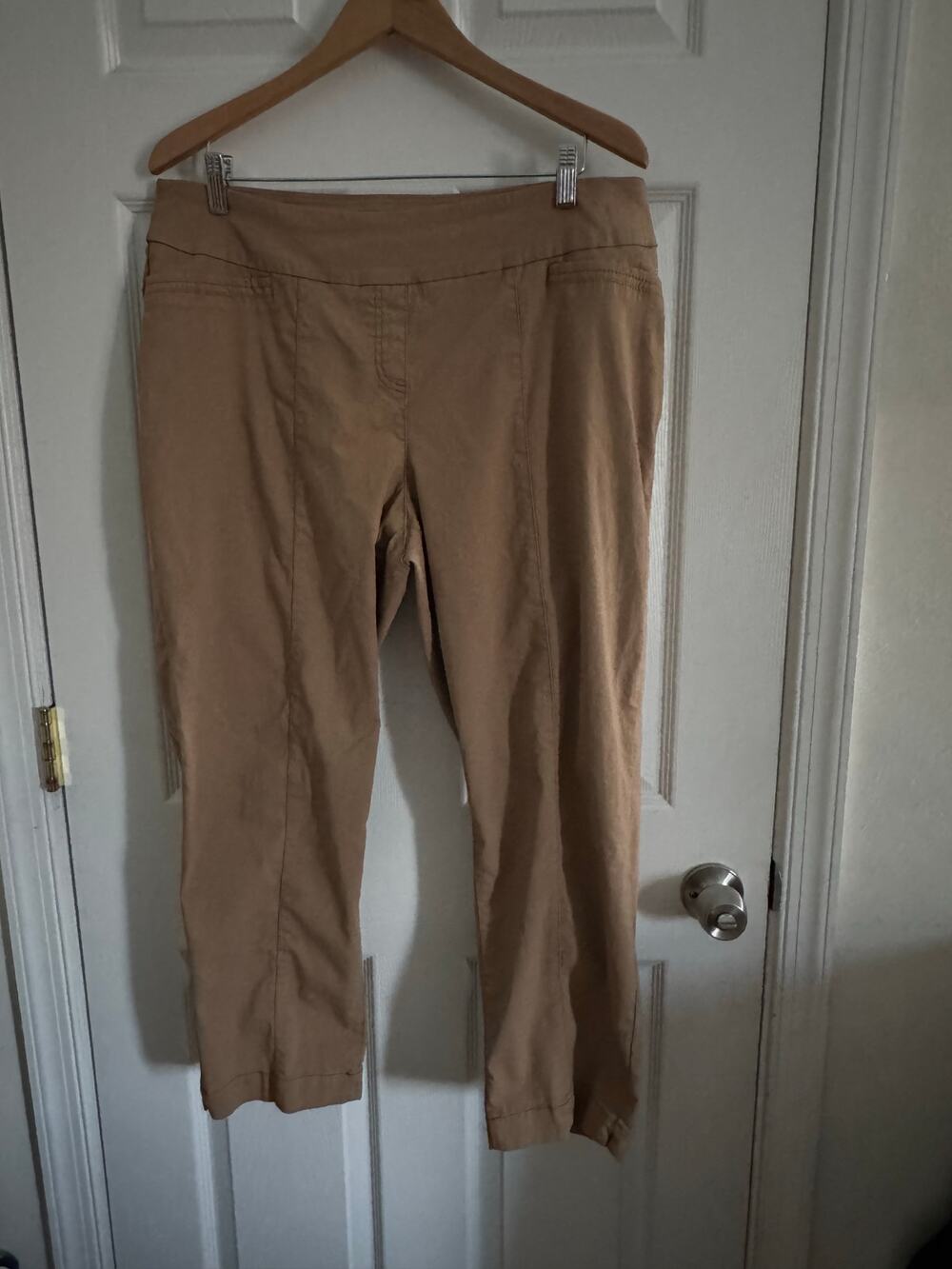 Westbound Petites Dark Tan Straight Leg Crop Pants Plus Size 18W